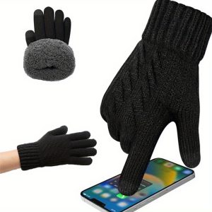 Touchscreen-Compatible Winter Gloves - Warm Knit with Anti-Slip Grip, Fleece Lined for Extra Comfort