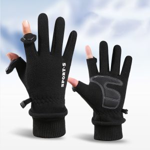 1pair Thermal Gloves For Men, Insulated With Polyester Fiber, Sporty Design, Anti-Slip Grip For Outdoor Activities