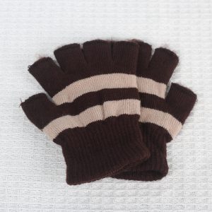 1pair Warm Knitted Fingerless Gloves with Plush Lining - Perfect Gift for Boys and Girls