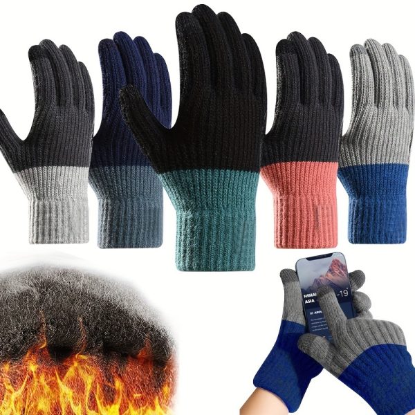 1pair Men Warm Gloves Touch Screen Mittens Winter Accessories, smartphone Gloves Outdoor Windproof Cycling Gloves, UNISEX Gloves, Outdoor Warm Full Finger Gloves, For Running, Driving, Working, Christmas Sock Filling, Thanksgiving, New Year Gift