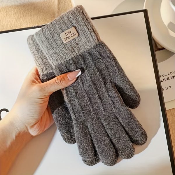 1pair Winter Plus Velvet Thickened Touch Screen Warm Mountaineering Waterproof Gloves