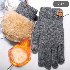 1pair Cozy and Warm Double Layer Touchscreen Gloves with Plush Fleece Lining for Winter