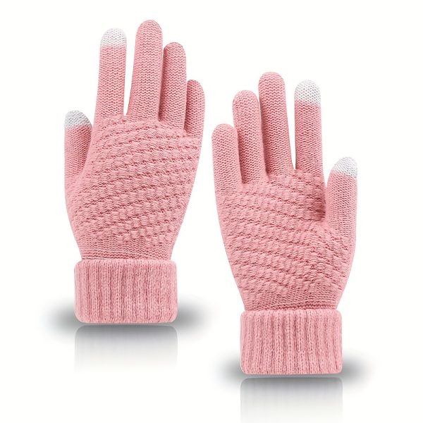 1pair Men's Thickened Reverse Needle Jacquard Ladies Fashion Warm Couple Knitted Gloves