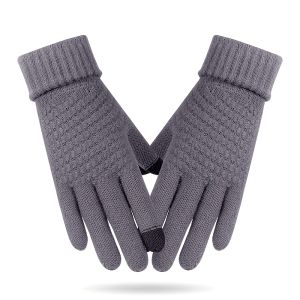 1pair Warm Gloves For Men And Women, Winter Knitted And Velvet Thickened Gloves